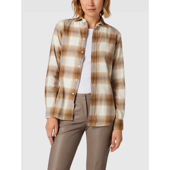 Polo Ralph Lauren Womens Plaid Neutral Flannel Button Down Shirt Medium - Picture 2 of 10